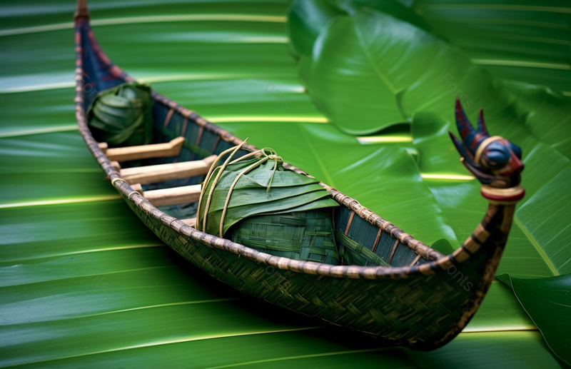 龙舟形状的器皿装着粽子实拍摄影图,高清,摄影图,摄影图片,图片大全,摄影图免费下载